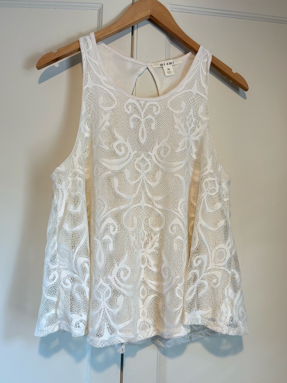 Miami Cream Lace Overlay Sleeveless Tank